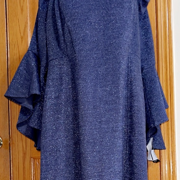 Women’s Formal Cocktail Dress Plus Size 18W Off Shoulder NAVY SILVER Gown NEW - Picture 6 of 8